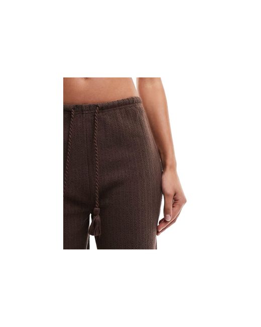 Iisla & Bird Brown Narrow Waist Fine Knit Beach Full Length Pants