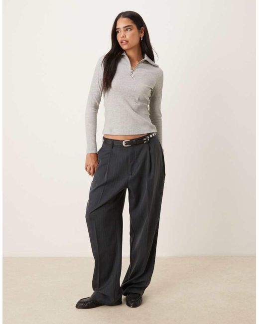 Jdy Gray Half Zip Knitted Polo