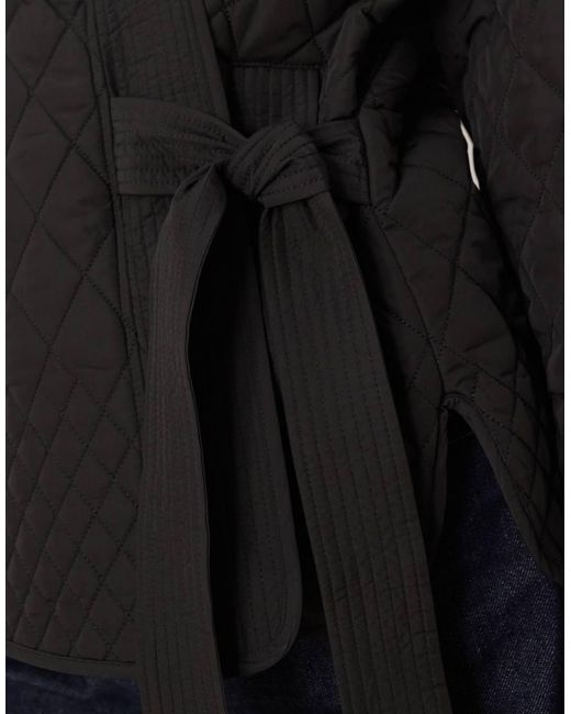 Aware Black Quilted Clean Wrap Tie Side Jacket