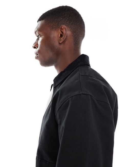 Only & Sons Blue Oversized Heavyweight Barn Jacket Cord Collar for men