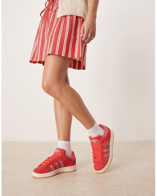 Zapatillas De Deporte Rojo Lúcido Pálido Y Blanco Crema Campus 00S De X Liberty London Adidas Originals de color Pink
