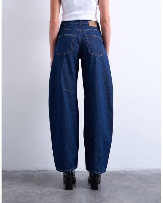 TOPSHOP Blue Barrel High Rise Jeans