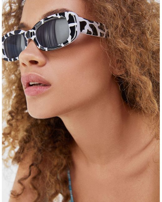 Bershka Rectangle Lens Cow Print Sunglasses | Lyst Australia