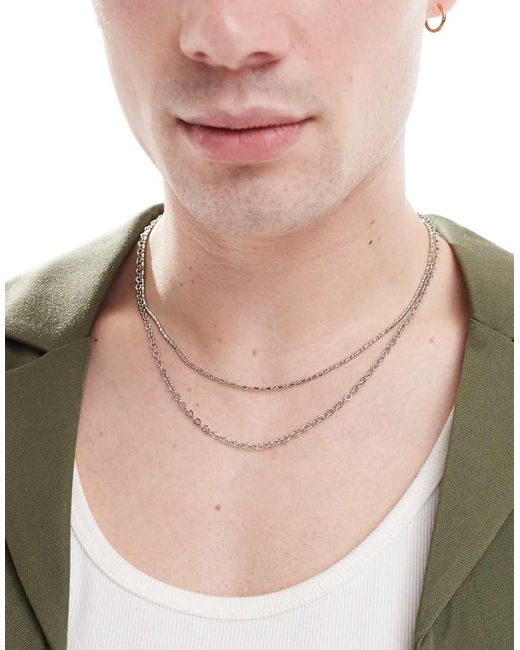 Confezione Da 2 Collane Con Catena Mista di ASOS in Natural da Uomo