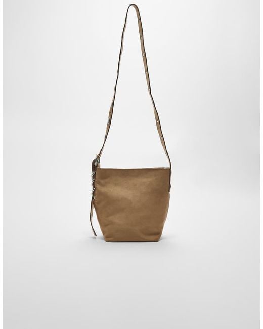Stradivarius Crossbody Tas Van Imitatiesuède Met Riem in het Blue