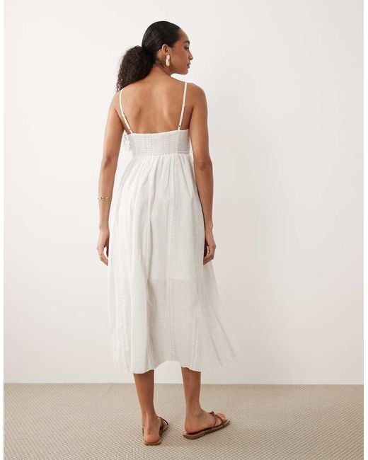 New Look Natural Seersucker Textured V Waist Midi Dress