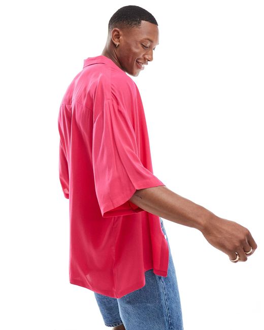 ASOS – oversize-hemd aus viskose in Red für Herren