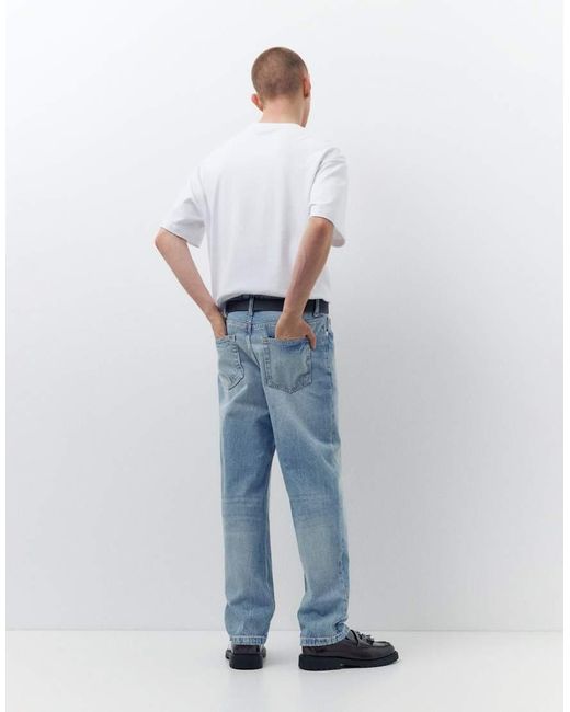 Pull&Bear Blue Straight-Leg Jeans for men