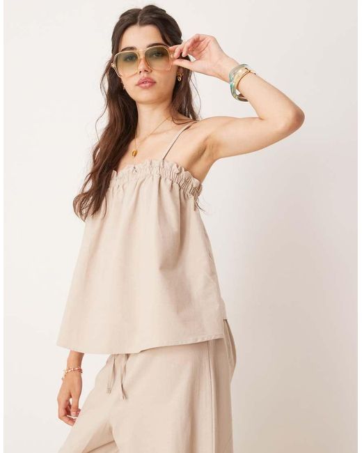 ASOS Natural Linen Blend Trapeze Cami Top