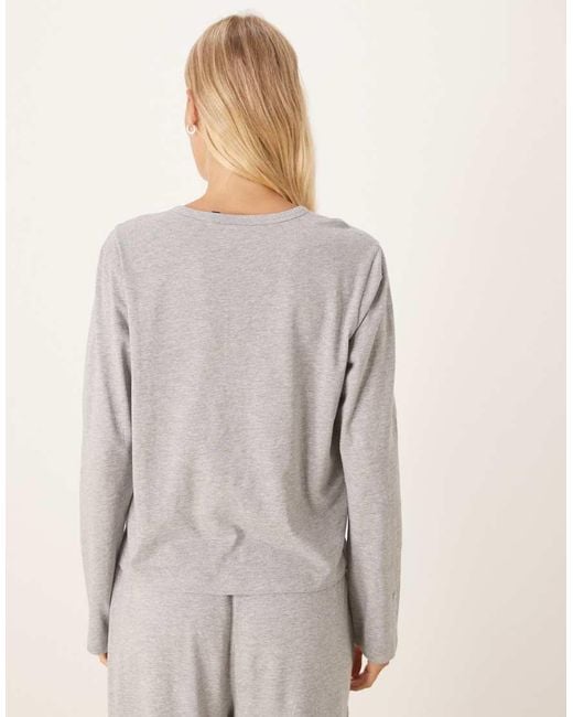 ASOS Gray Mix & Match Cotton Long Sleeve Henley Pyjama Top