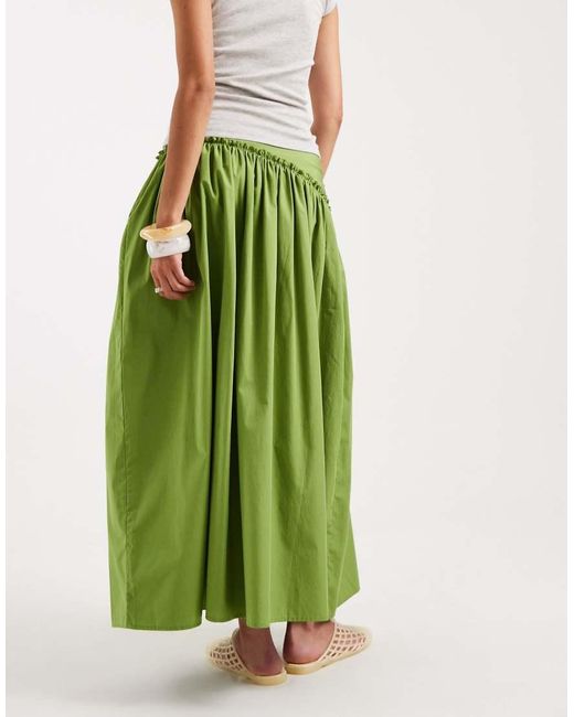 ASOS Green Asymmetric Dropped Waist Maxi Skirt