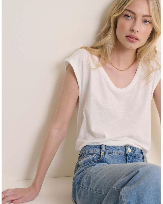 Nobody's Child Natural Turn Up Sleeve Jersey Top