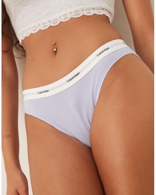 Calvin Klein White – bikinihose aus gerippter baumwolle