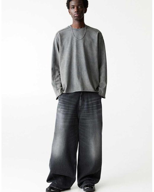 Pull&Bear Gray Super Baggy Jeans for men