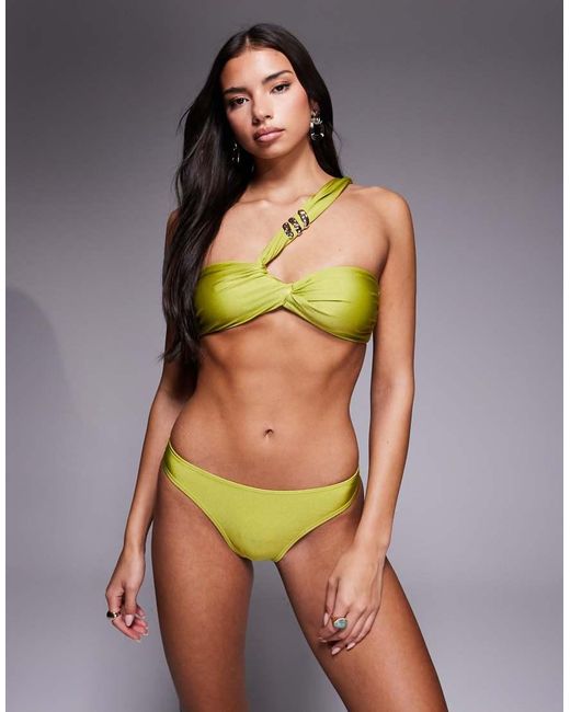 South Beach Green Bandeau Asymmetric Bikini Top