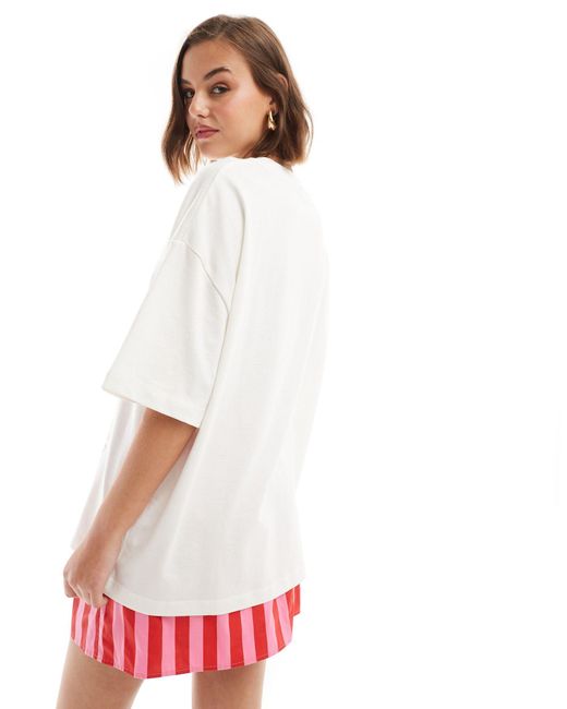 T-shirt oversize épais avec motif malibu gothique - crème ASOS en coloris White