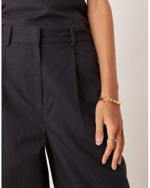 Tala Natural Heavyweight Linen Tailored Wide Leg Trousers