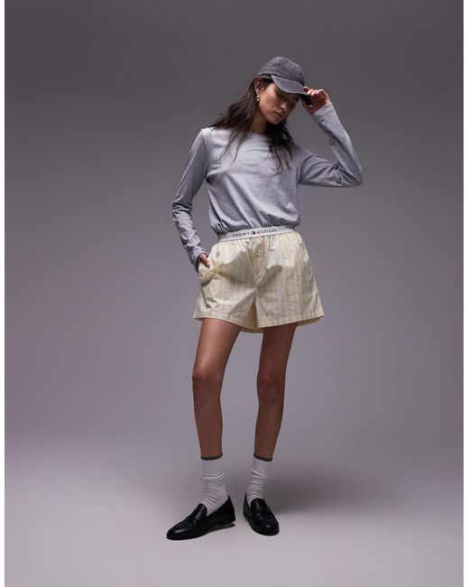 Tommy Hilfiger Purple – popeline-boxershorts mit butteren streifen