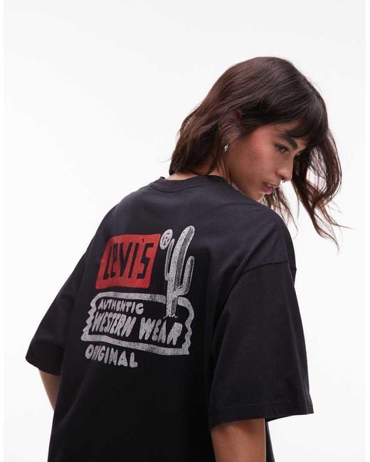 T-Shirt Oversize Nera Con Stampa Stile Western Sul Retro di Levi's in Black