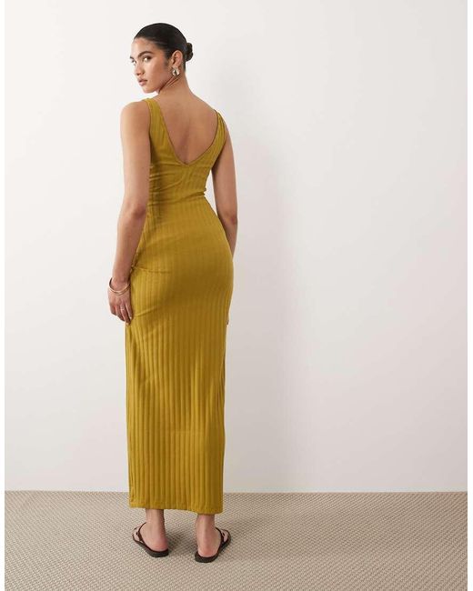 ASOS Metallic Asos Design Maternity Wide Rib Sleeveless V Neck Midi Dress