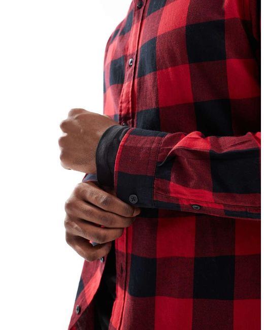 Jack & Jones Red Essentials Brushed Check Shirt for men
