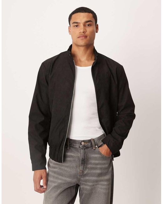 Brave Soul Black Faux Suede Bomber Jacket for men