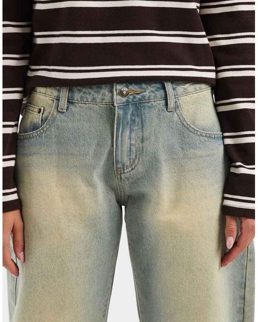 Edikted Blue Cayden Low Rise Washed Barrel Jeans