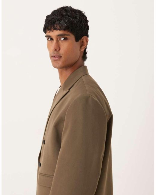 ASOS Brown Boxy Double Breasted Suit Jacket for men