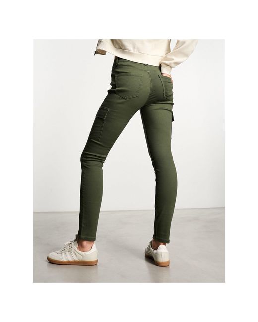 Jean cargo skinny - kaki New Look en coloris Green