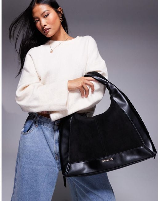 River Island Blue Whipstitch Slouch Bag