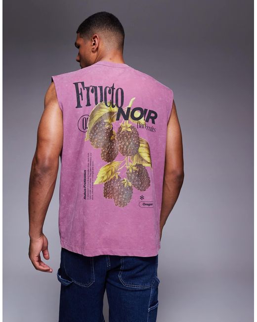 ASOS Purple Oversized Tank With Fruit Graphic for men