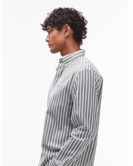 Tommy Hilfiger Gray Flannel Stripe Shirt for men