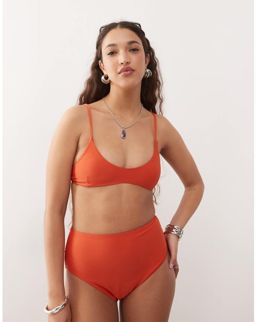 Collusion Mix And Match Pull Over Bikini Bralette in Red | Lyst