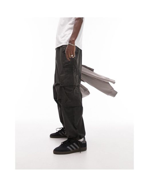 Pantalon cargo ultra large - anthracite délavé Topman pour homme en coloris Black