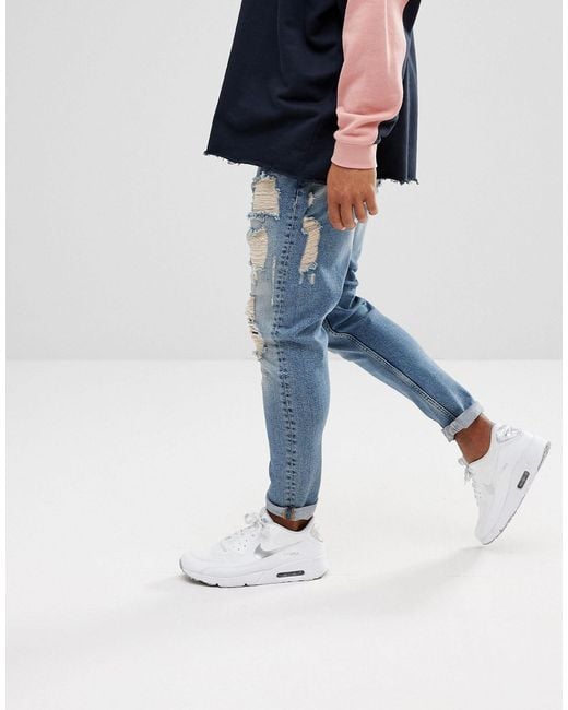ASOS Denim Drop Crotch Jeans in Blue for Men | Lyst