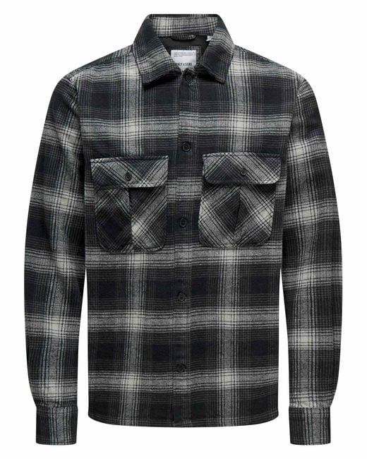Only & Sons Black Checked Overshirt for men