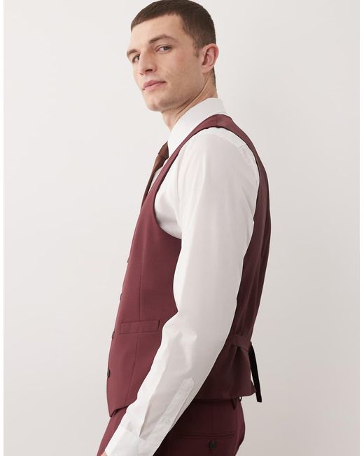 ASOS Red Slim Suit Waistcoat for men
