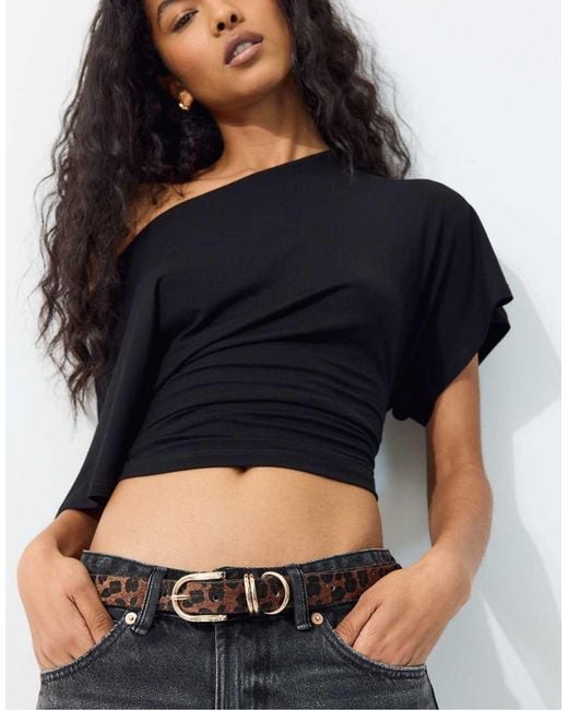 Stradivarius White Leopard Print Belt
