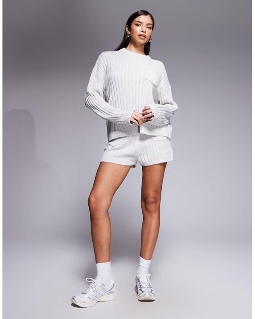 The Frolic Gray Exclusive Cotton Rich Ribbed Knit Pocket Front Sweater