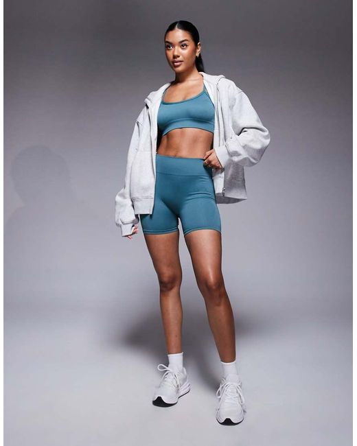 Adidas Originals Blue Adidas Training Knit 4"" Booty Shorts