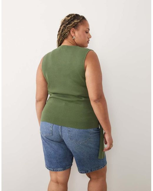 ASOS Green Asos Design Curve Draped Asym Vest
