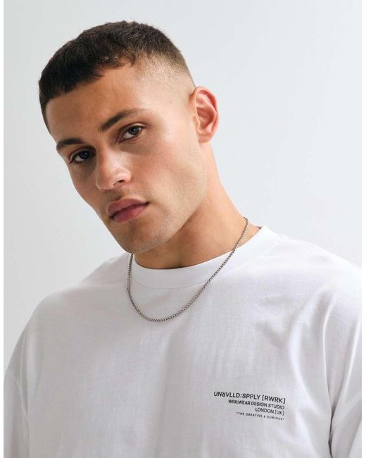 ASOS White Oversized Long Sleeve T-Shirt With Text Graphic for men