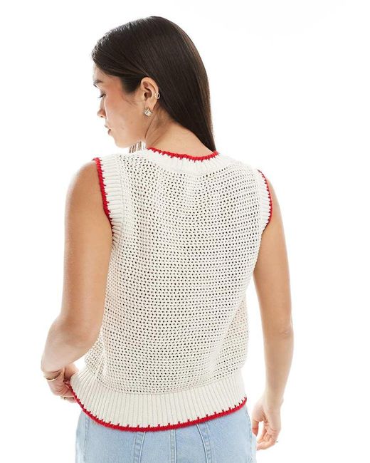 Top Sin Mangas Con Patrón De Guindilla De Punto De -Blanco ASOS de color White