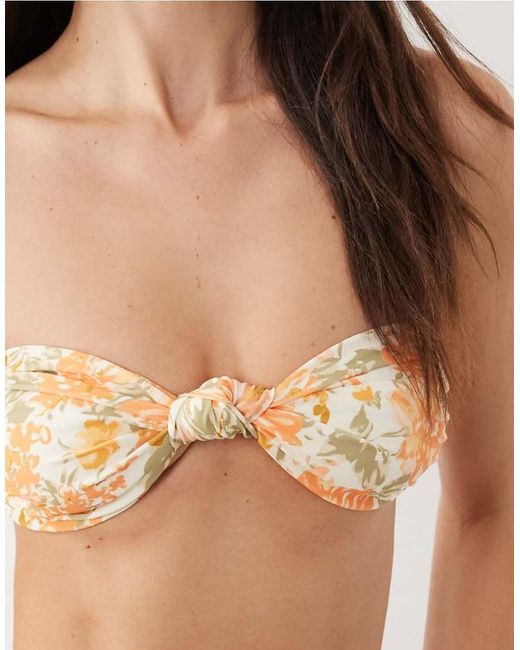 Miss Selfridge Natural Twist Detail Bandeau Bikini Top