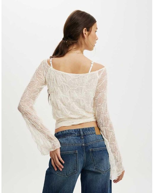 Cotton On Blue Sofia Lace Long Sleeve Top