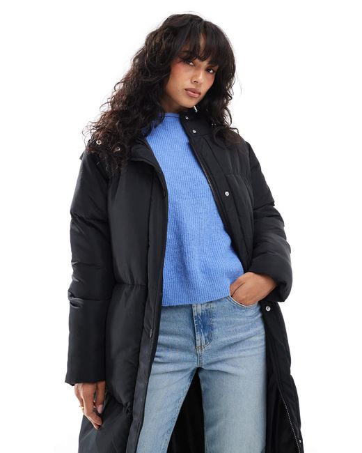 Doudoune longue à capuche Threadbare en coloris Blue