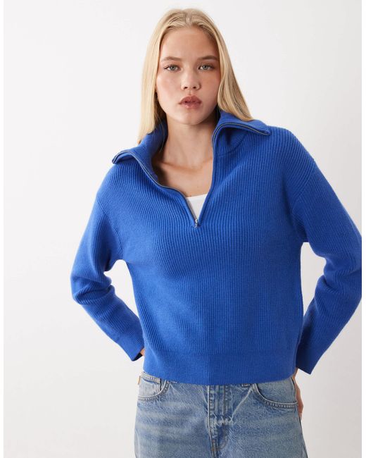 Pull à col zippé quart Mango en coloris Blue
