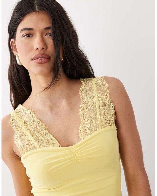ASOS Yellow Lace Detail Top