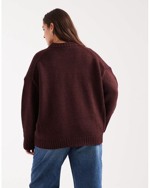 ASOS Brown Asos Design Curve Oversized Crew Neck Sweater With Curved Hem
