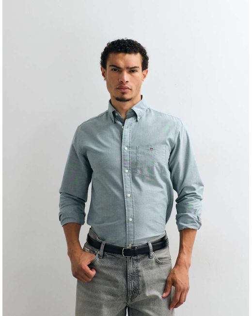 Gant Blue Regular Fit Classic Oxford Shirt for men